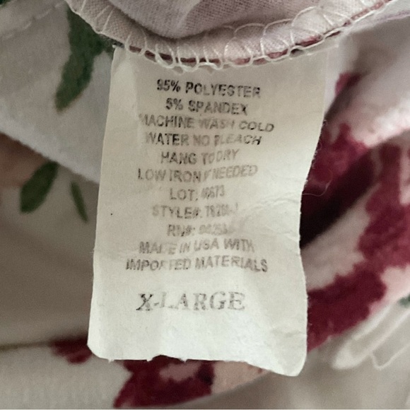 Pinc Floral Wrap Top Sz XL V Neck Long Sleeve Ruffle Peony Y2K 90's Stretch - Picture 14 of 14